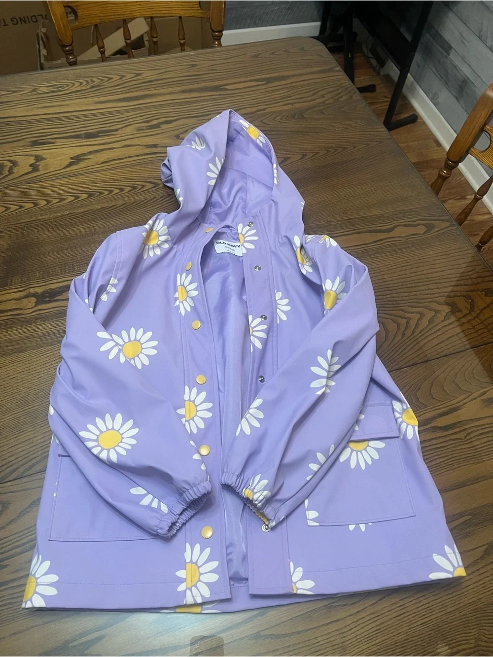 Old Navy Lavender Daisy Raincoat with Hood